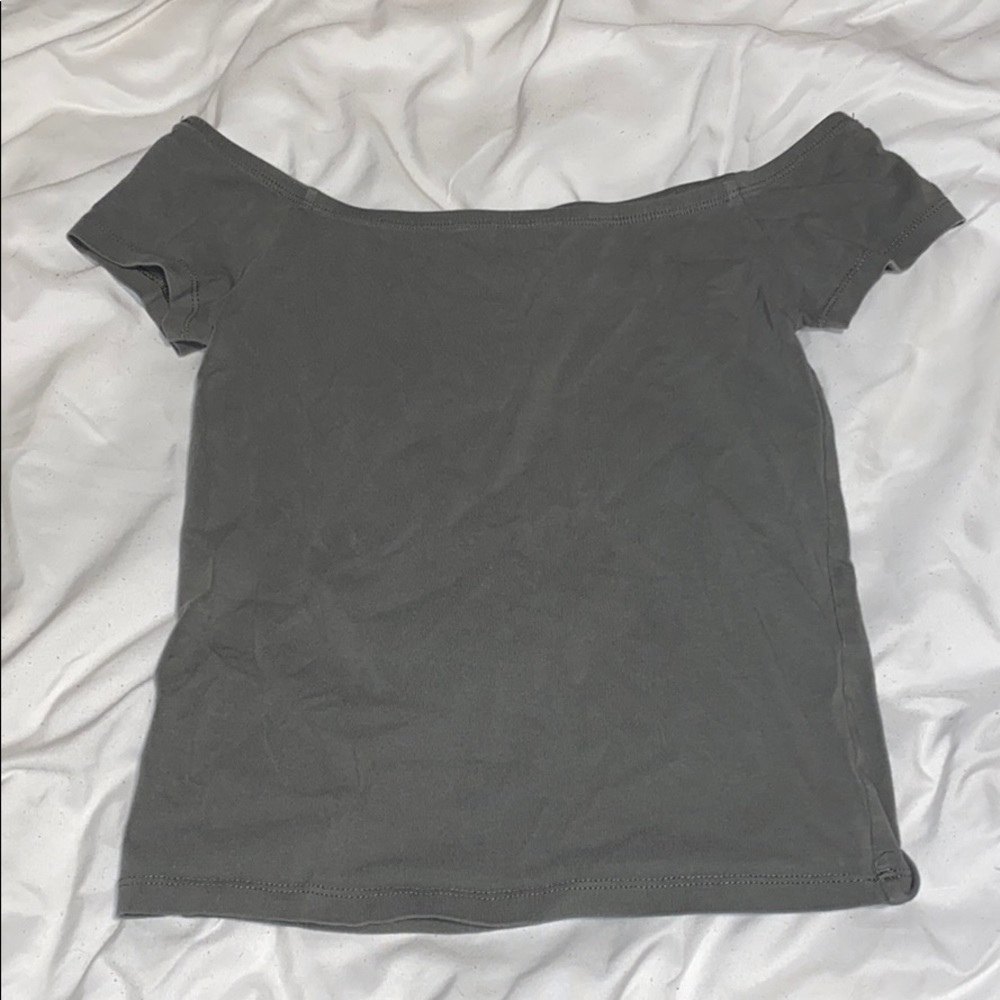 Express olive green off the shoulder top